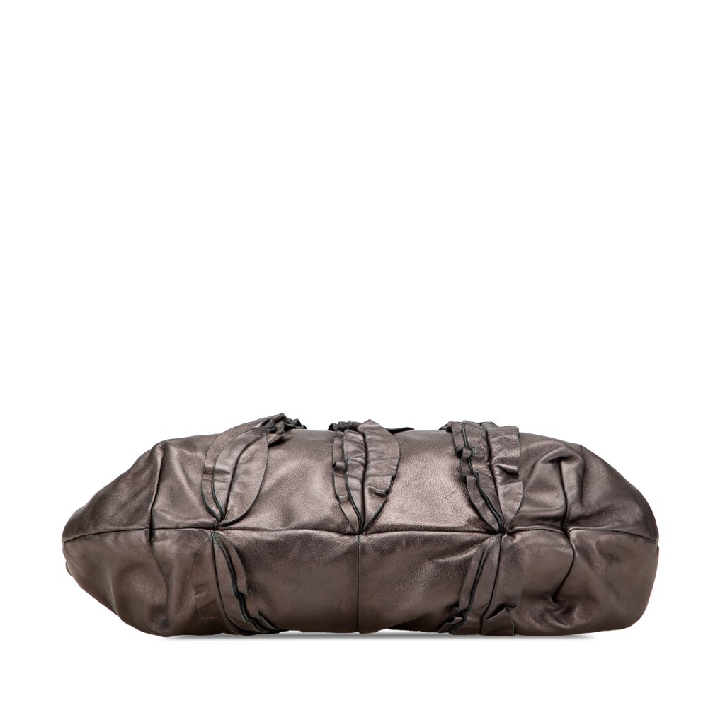 Prada Metallic Nappa Mordore Ruffle Tote - 3