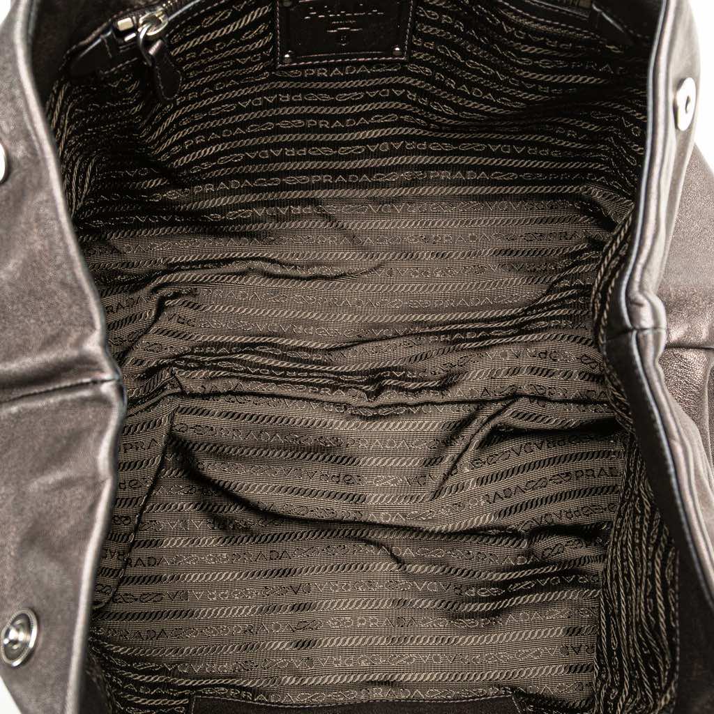 Prada Metallic Nappa Mordore Ruffle Tote - 4
