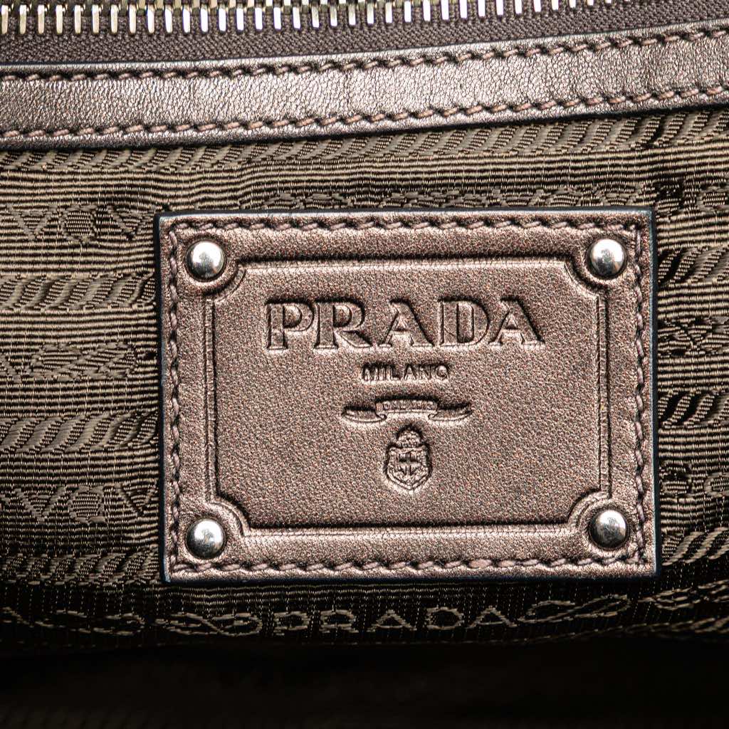 Prada Metallic Nappa Mordore Ruffle Tote - 5