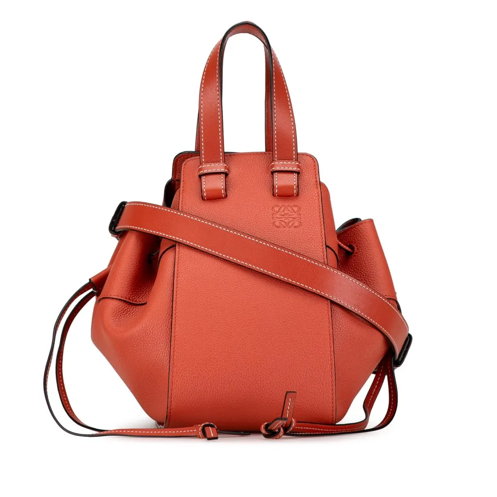 Loewe Small Leather Hammock Satchel Orange Leather Good - Front View