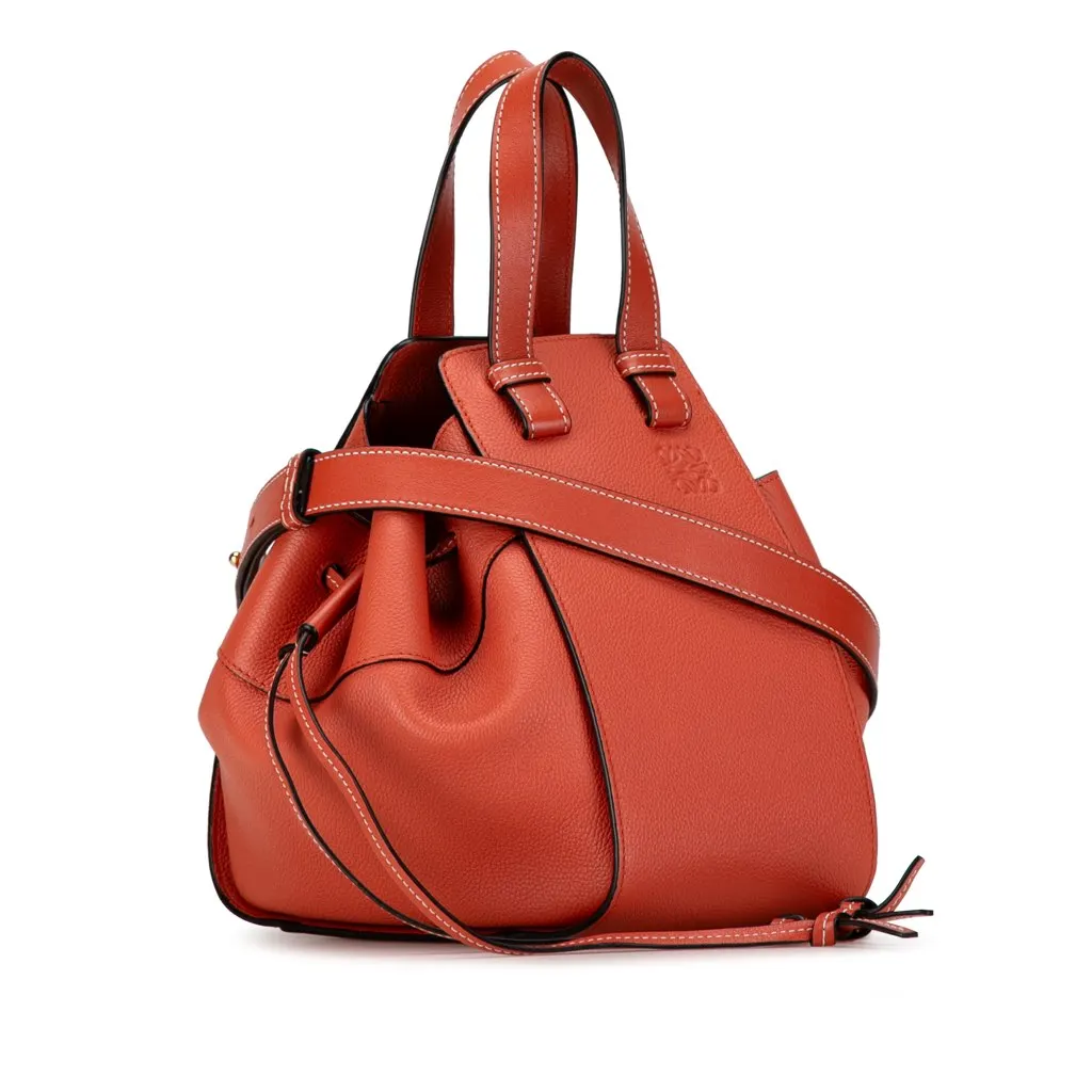 Loewe Small Leather Hammock Satchel Orange Leather Good - Back View