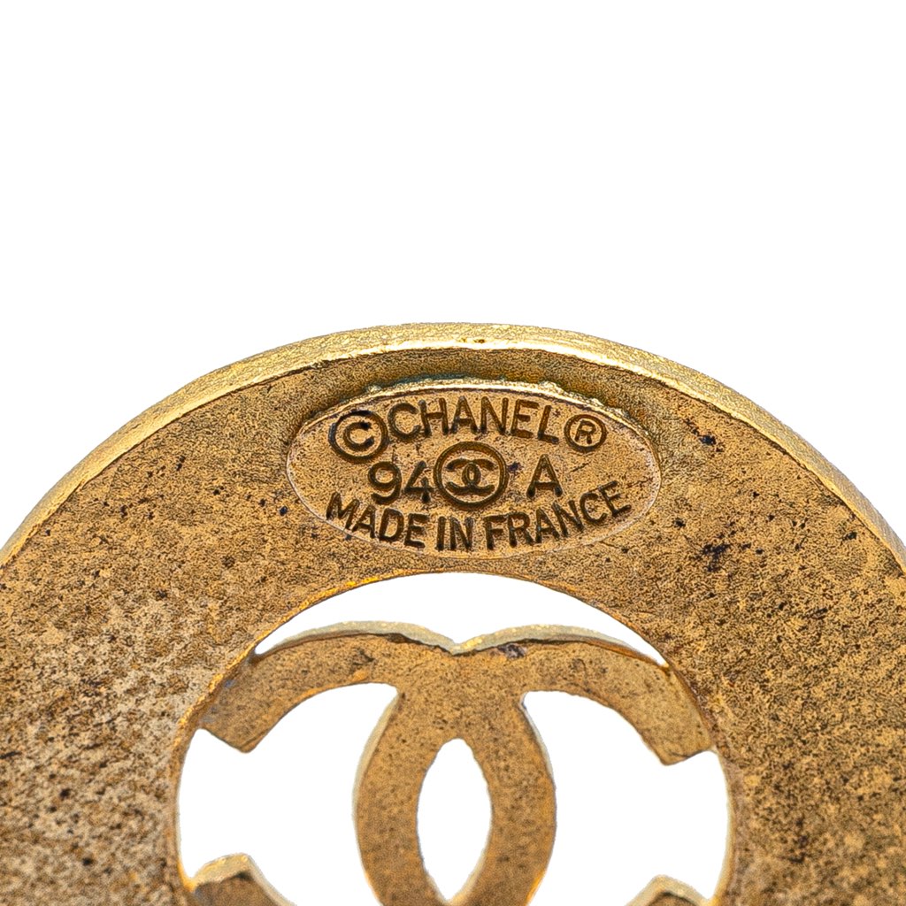 Chanel Gold Plated CC Round Clip on Earrings - 3