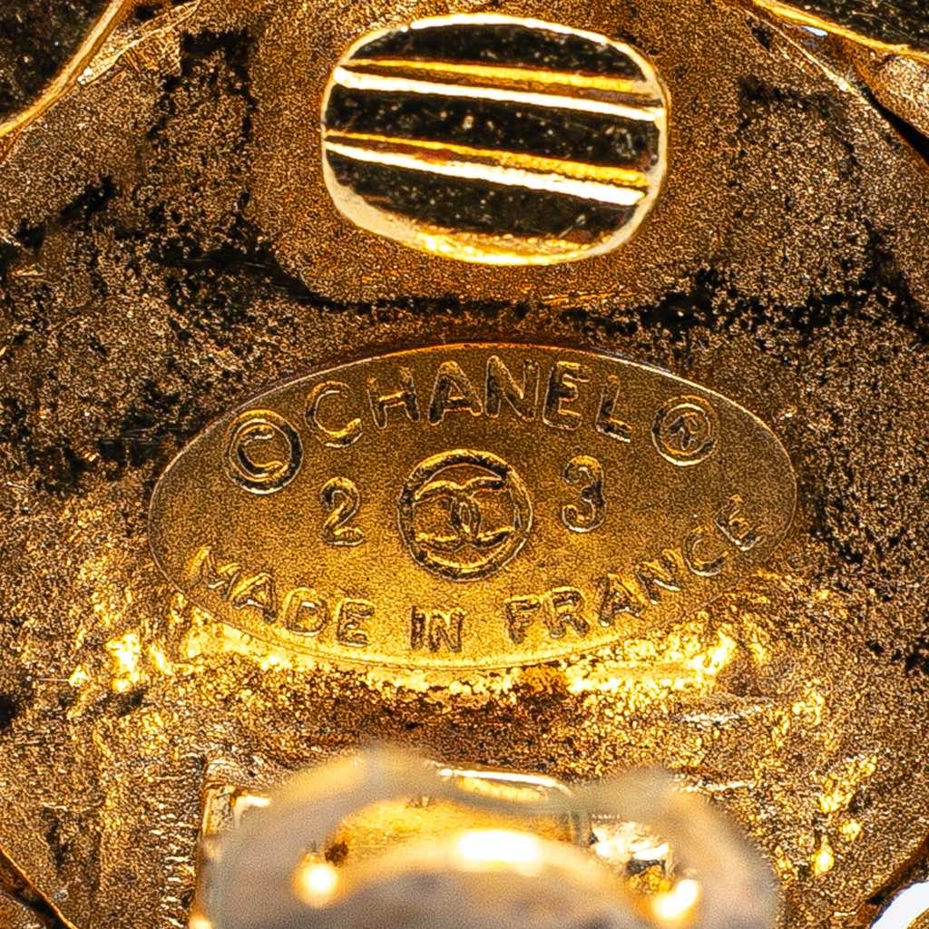 Chanel Gold Plated CC Crystal Clip On Earrings - Image 6