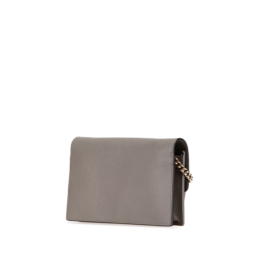 Gucci Leather Interlocking G Dollar Wallet on Chain - 2