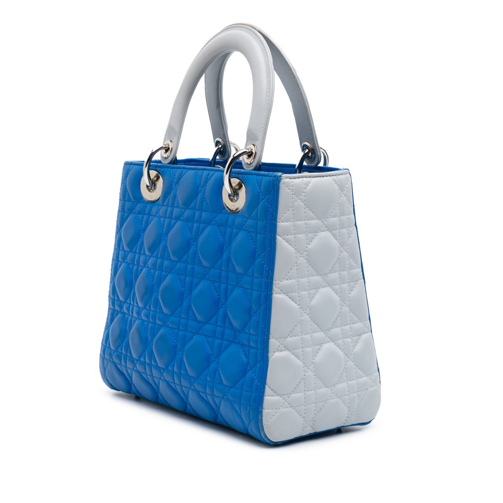 Dior Medium Bicolor Lambskin Cannage Lady Dior - Back view