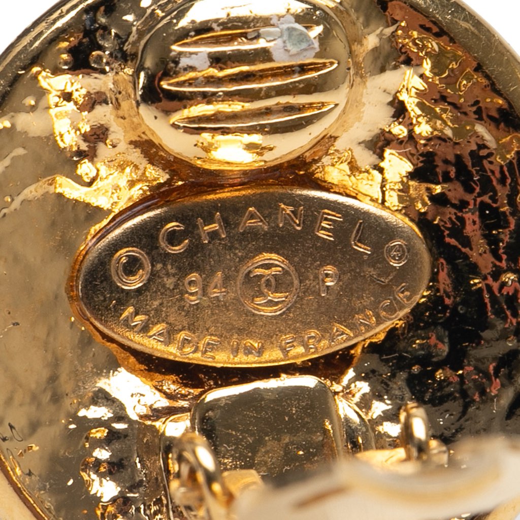 Chanel Gold Plated CC Round Clip On Earrings - Image 6