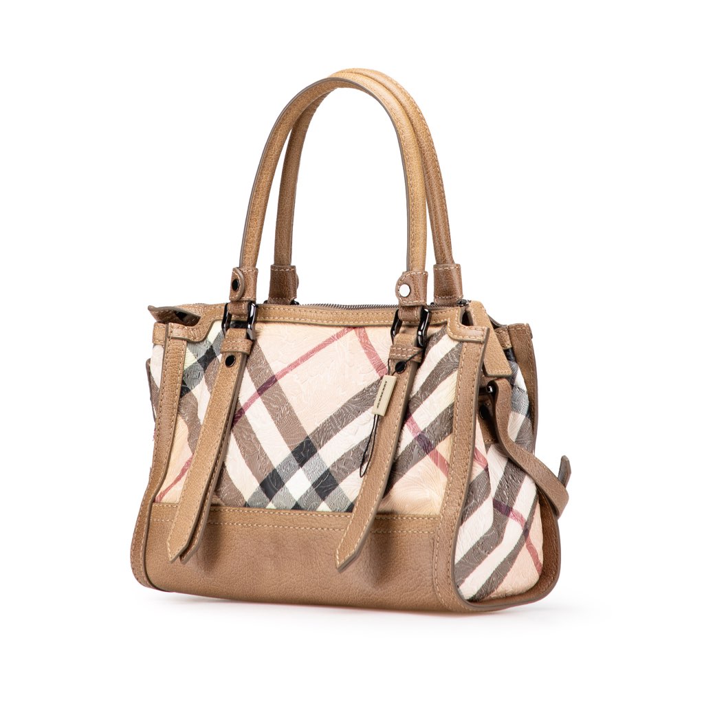 Burberry Embossed Supernova Check Coated Canvas Satchel - 2