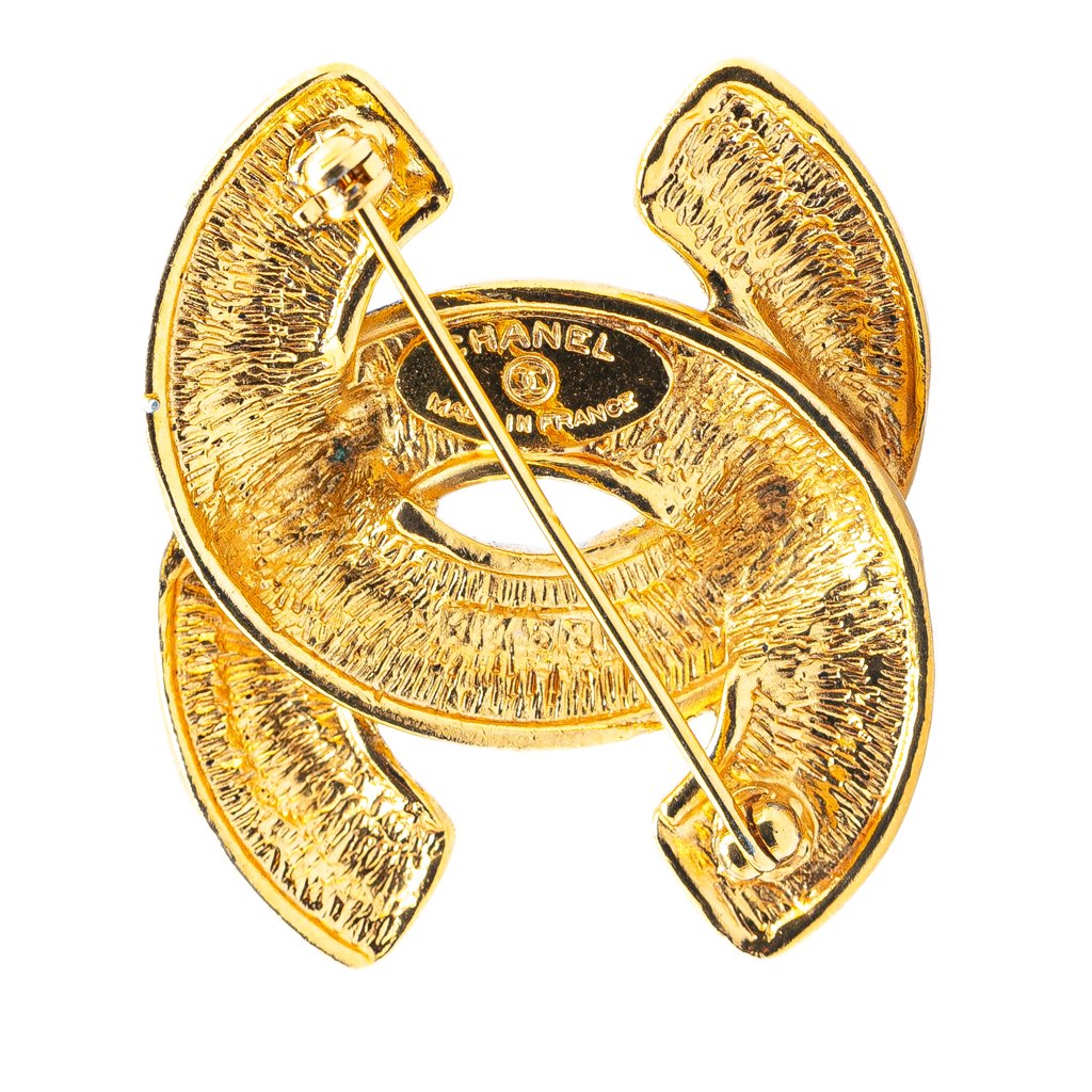 Chanel Gold Plated CC Quilted Brooch - Image 6