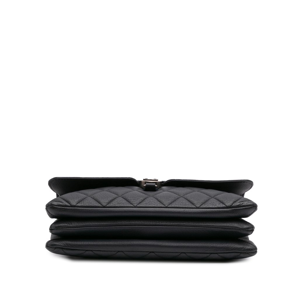 Chanel Small Quilted Grained Calfskin CC Round Clasp Accordion Flap - Image 6