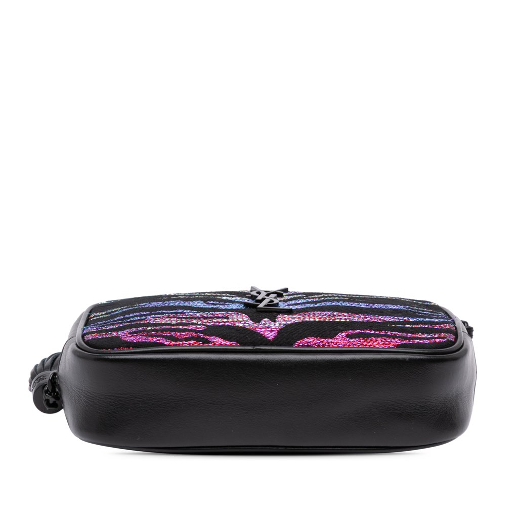 Saint Laurent Canvas Metallic Tiger Print Monogram Lou Camera Bag - Image 6