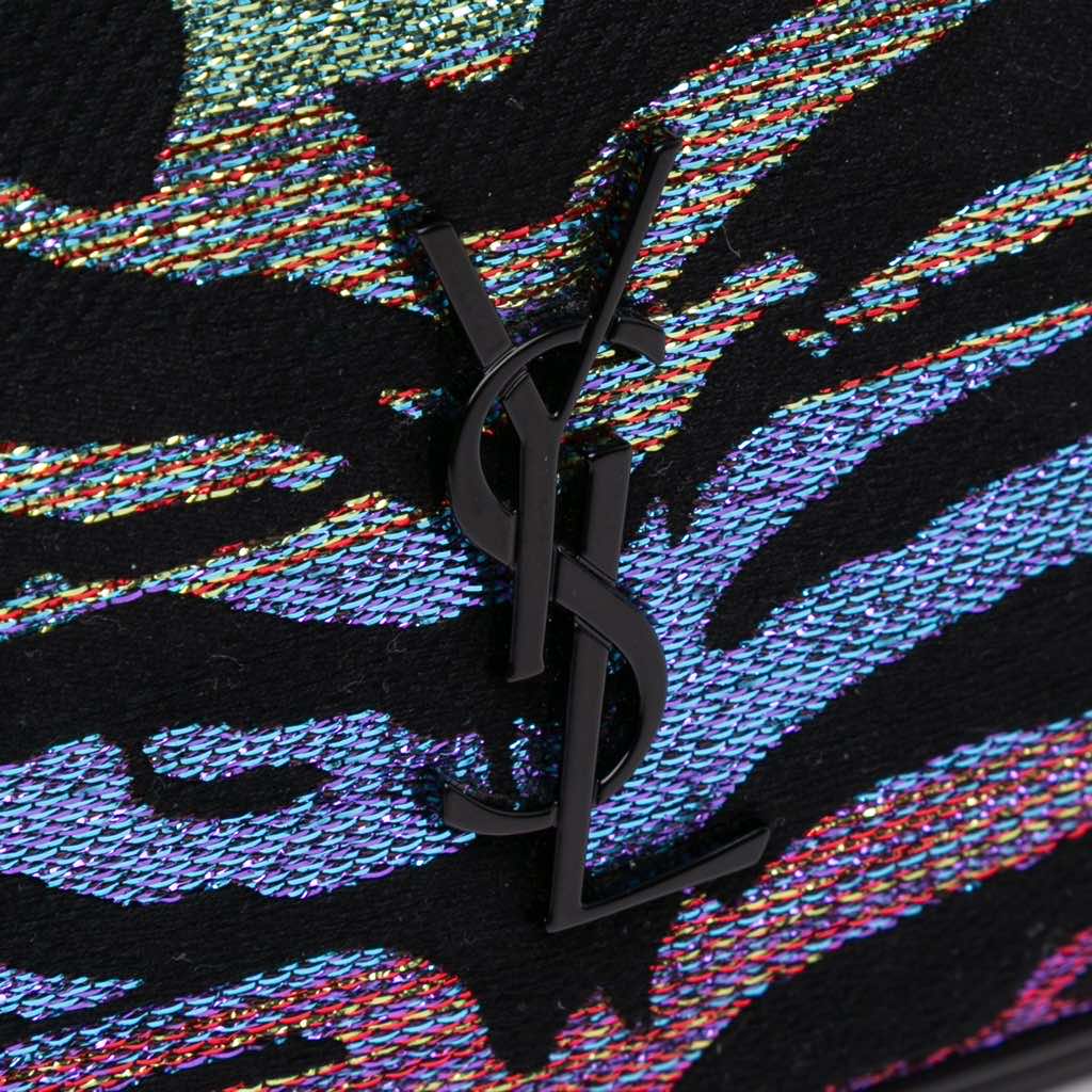 Saint Laurent Canvas Metallic Tiger Print Monogram Lou Camera Bag - Image 10