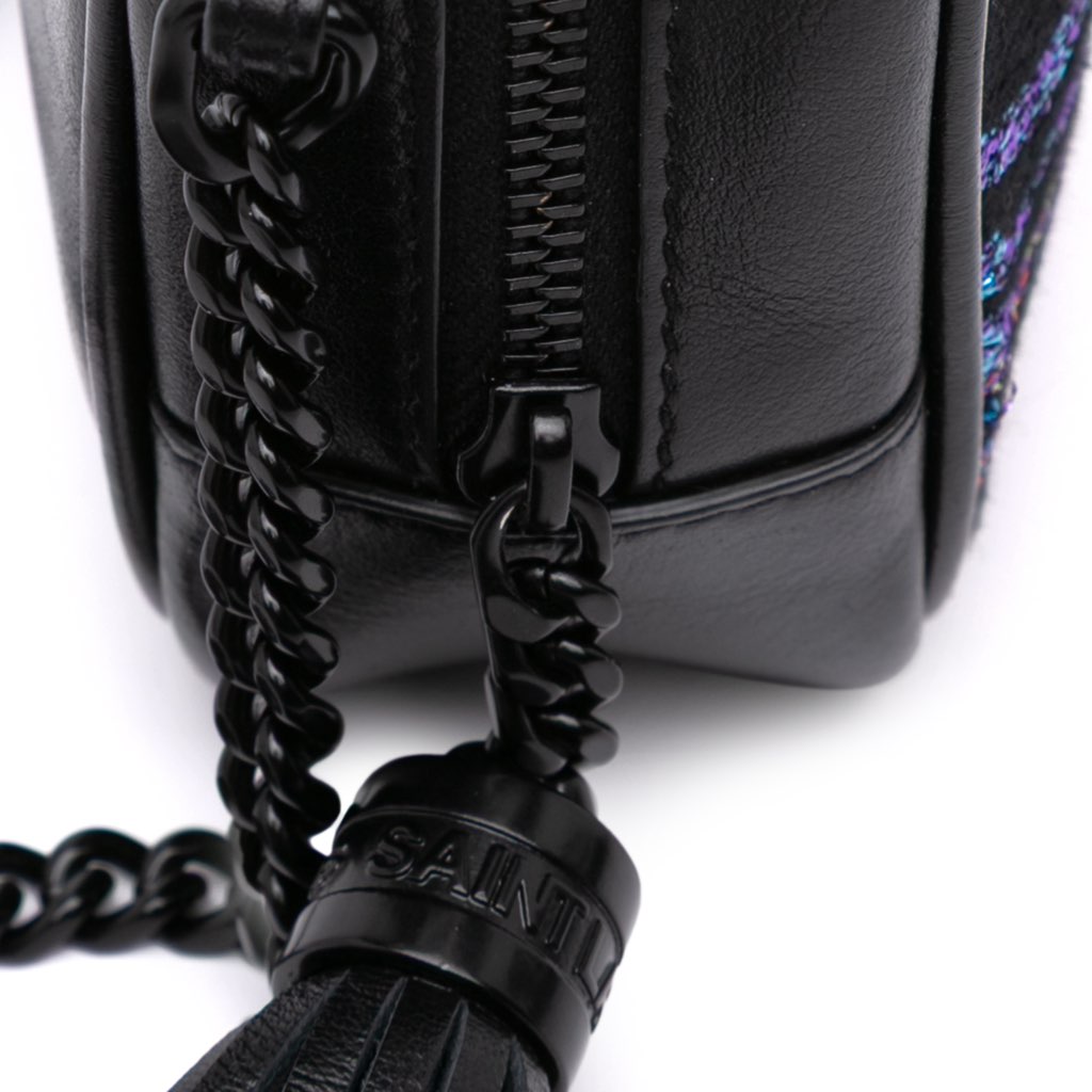 Saint Laurent Canvas Metallic Tiger Print Monogram Lou Camera Bag - Image 11