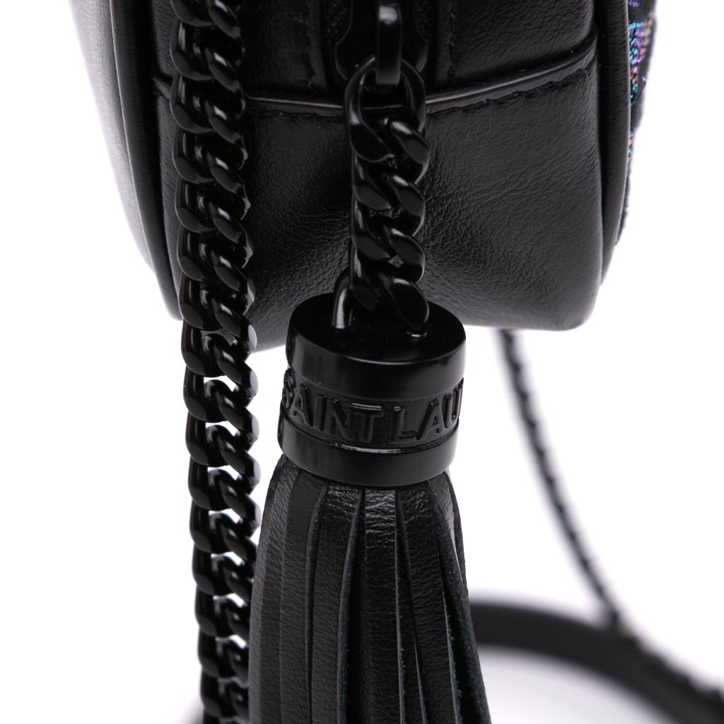 Saint Laurent Canvas Metallic Tiger Print Monogram Lou Camera Bag - Image 12