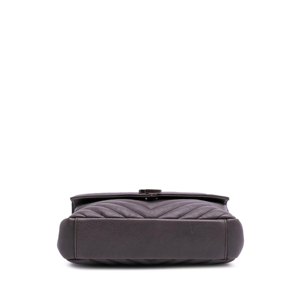 Saint Laurent Medium Quilted Chevron Sheepskin College Satchel - 3