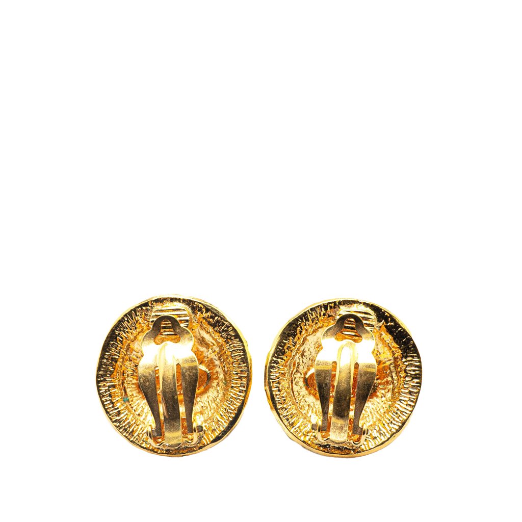 Chanel Gold Plated CC Round Clip On Earrings - 2