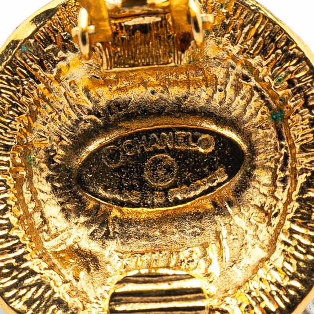 Chanel Gold Plated CC Round Clip On Earrings - 3