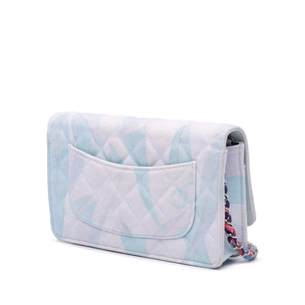 Chanel CC Quilted Canvas Jungle Jeans Wallet on Chain White Canvas Very good - Back View