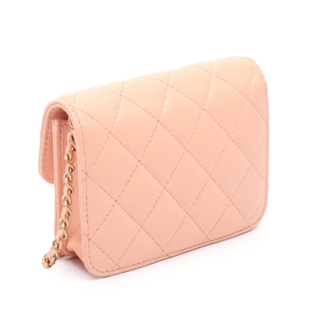 Chanel Mini Lambskin Pearl Crush Clutch On Chain - Back view