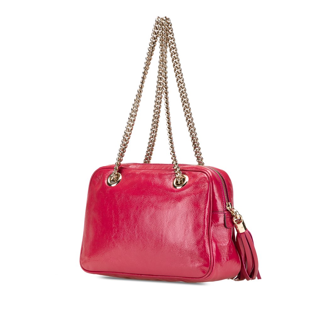 Gucci Patent Soho Chain Zip Shoulder Bag - Back view