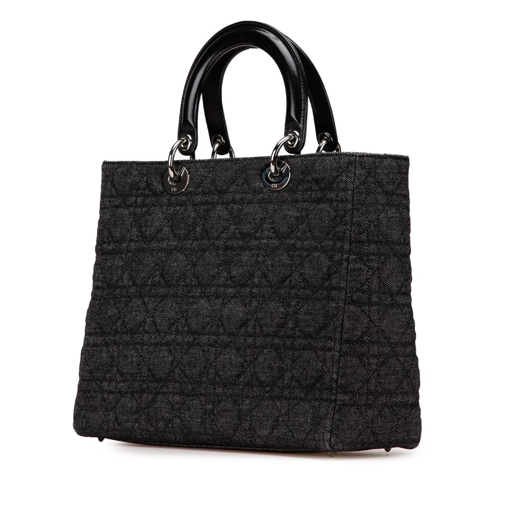 Dior Large Denim Cannage Lady Dior - Back view