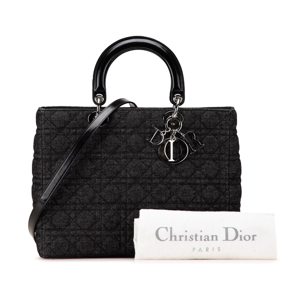 Dior Large Denim Cannage Lady Dior - Image 13