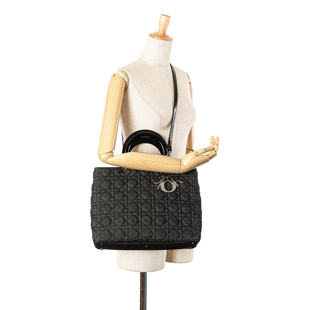 Dior Large Denim Cannage Lady Dior - Image 12