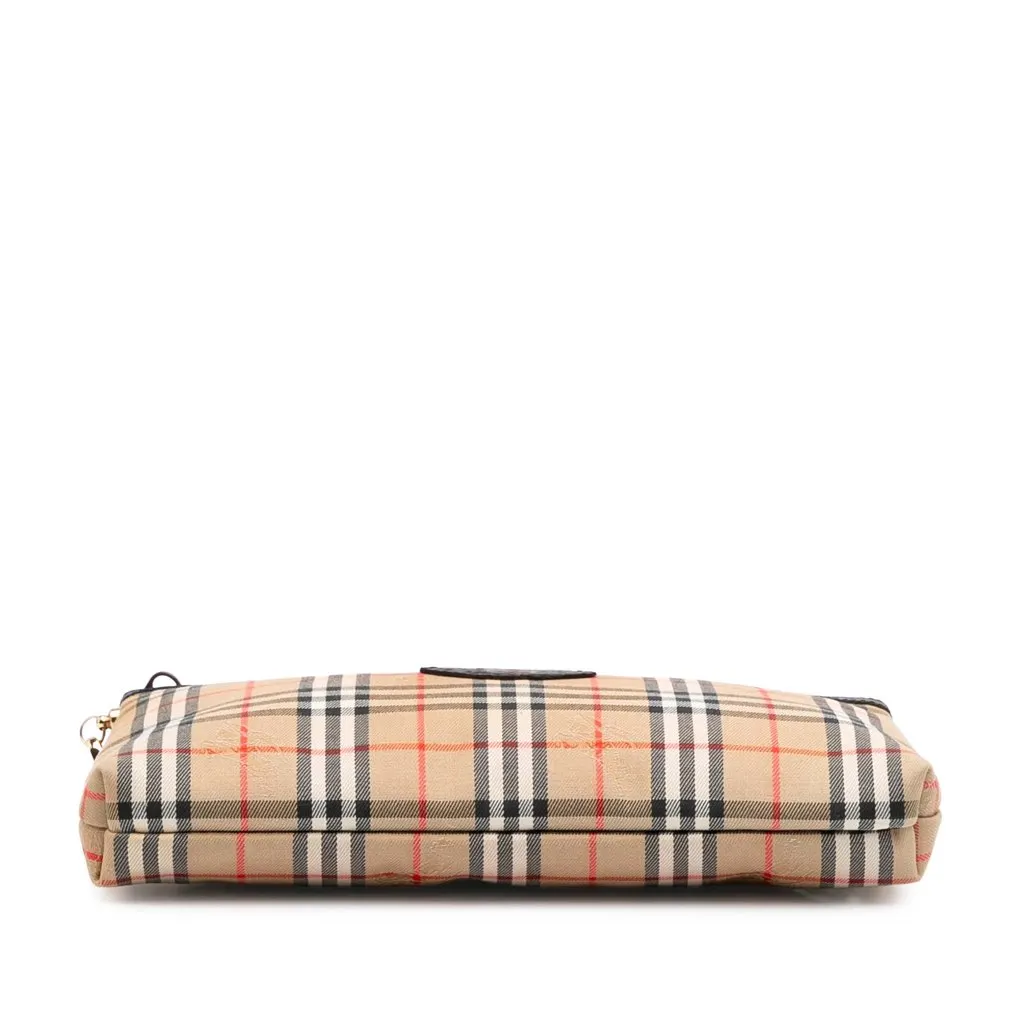 Burberry Haymarket Check Canvas Crossbody Brown Canvas Good - Inside View