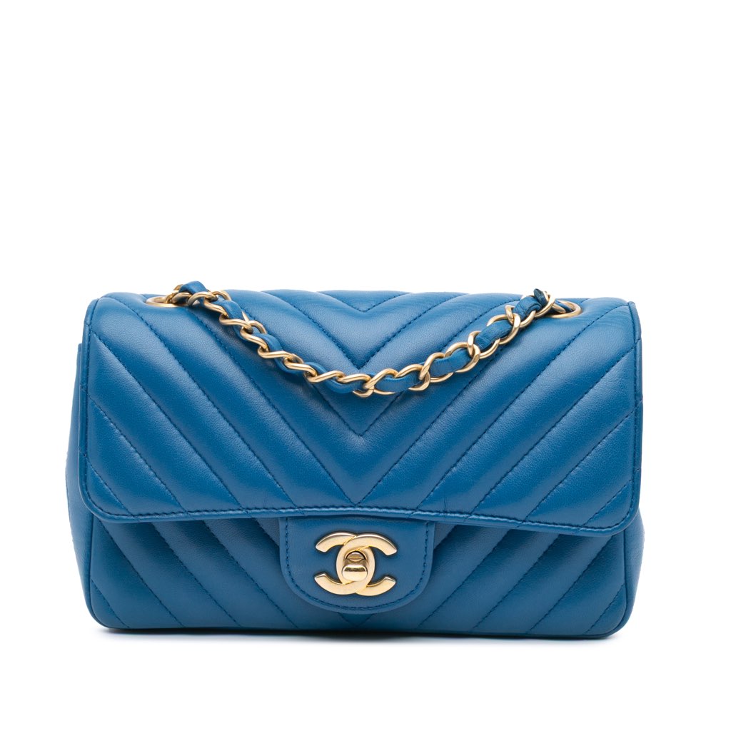 Chanel Mini Rectangular Classic Chevron Lambskin Single Flap