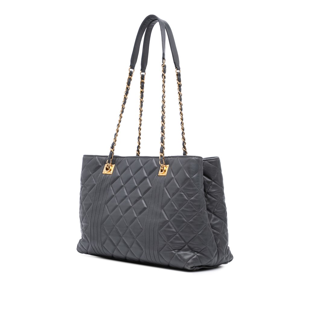 Chanel CC Quilted Lambskin Pin Tuck Tote - 2