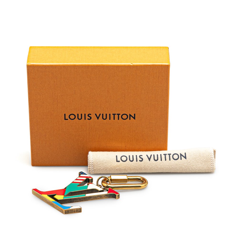Louis Vuitton Gold Plated LV Flag Key Ring and Bag Charm - 5