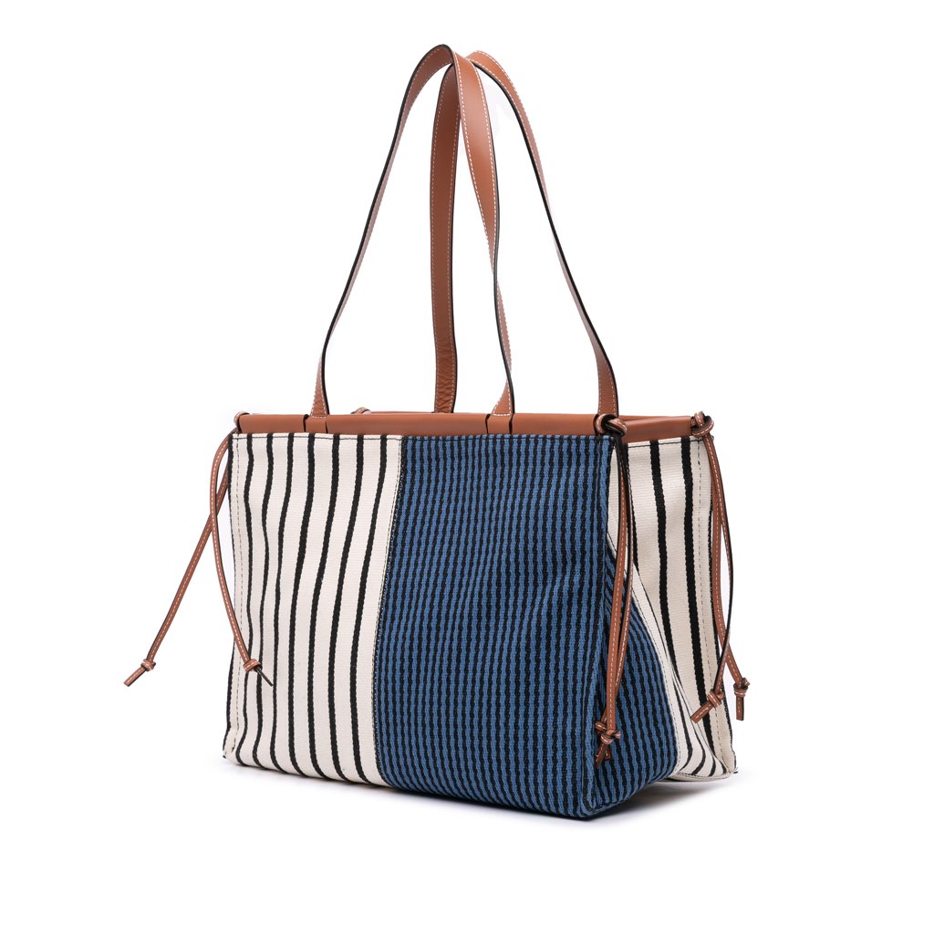 Loewe Paulas Ibiza Large Canvas Stripes Cushion Tote - 2