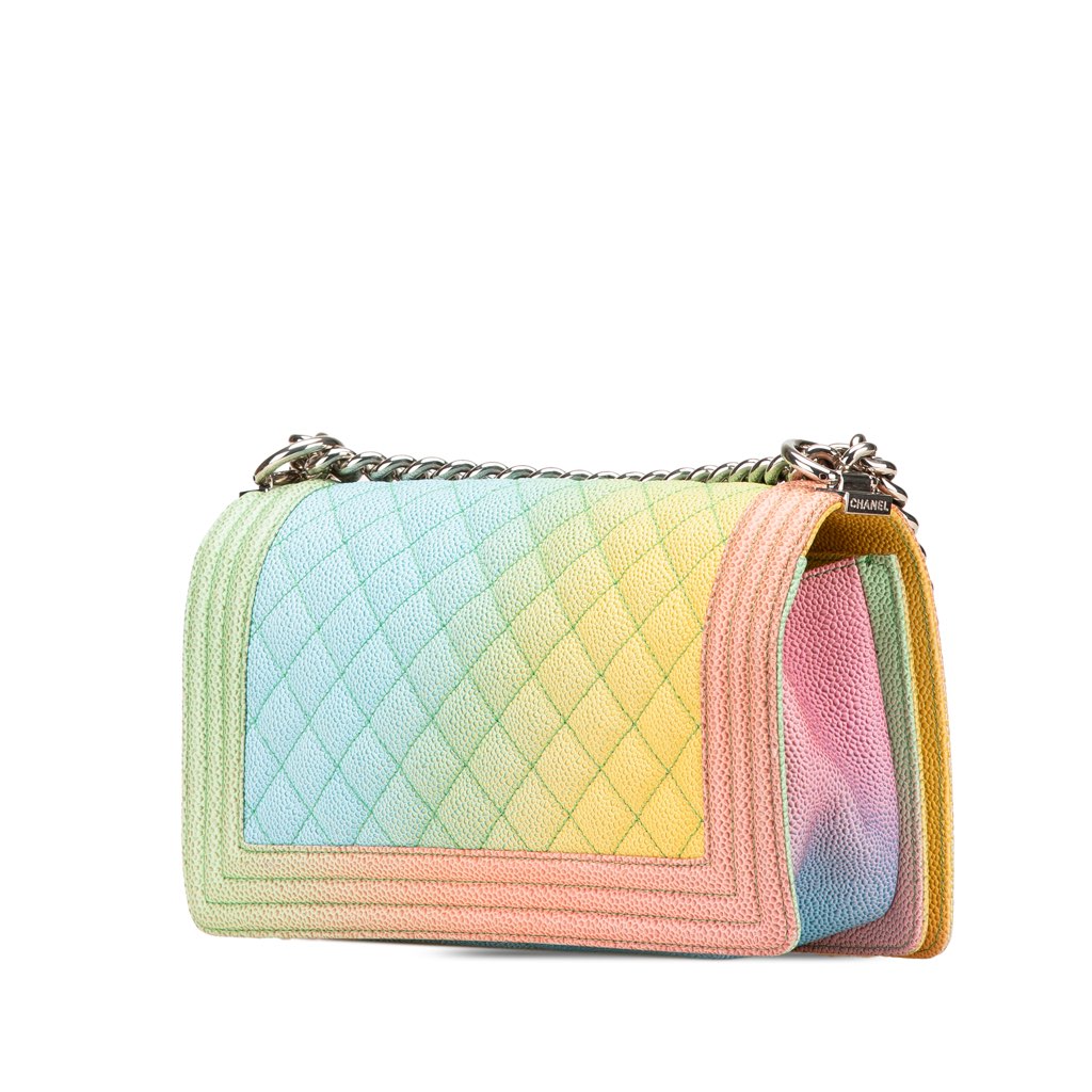 Chanel Old Medium Quilted Caviar Rainbow Boy Flap - Back view