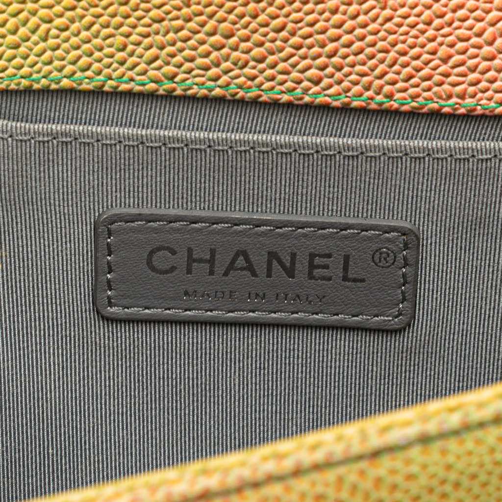Chanel Old Medium Quilted Caviar Rainbow Boy Flap - Side view