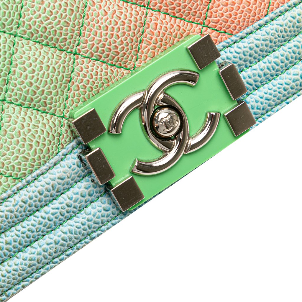 Chanel Old Medium Quilted Caviar Rainbow Boy Flap - Image 10