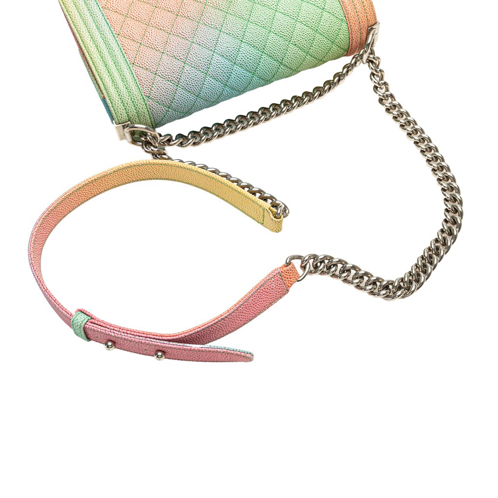 Chanel Old Medium Quilted Caviar Rainbow Boy Flap - Image 12