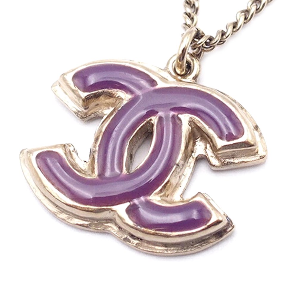 Chanel White Gold Enamel CC Pendant Necklace - 2