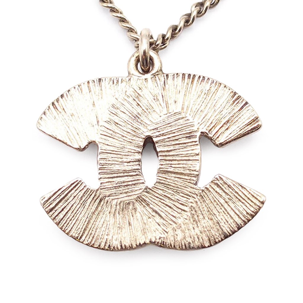 Chanel White Gold Enamel CC Pendant Necklace - 3