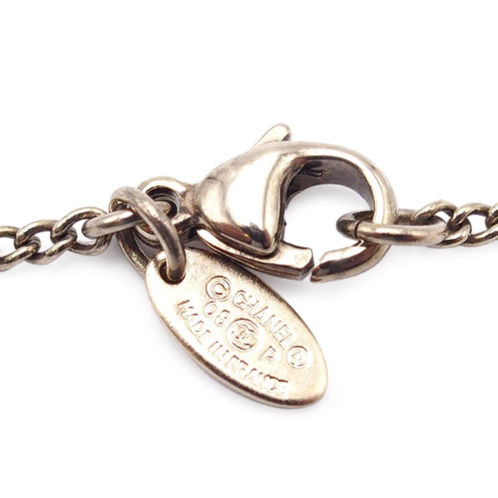 Chanel White Gold Enamel CC Pendant Necklace - 5