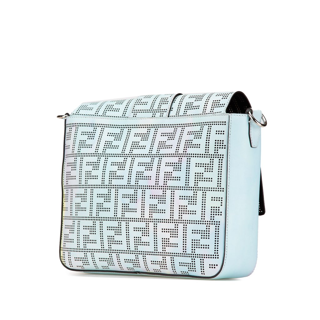Fendi Medium Zucca Perforated Leather Baguette Messenger Bag - 2