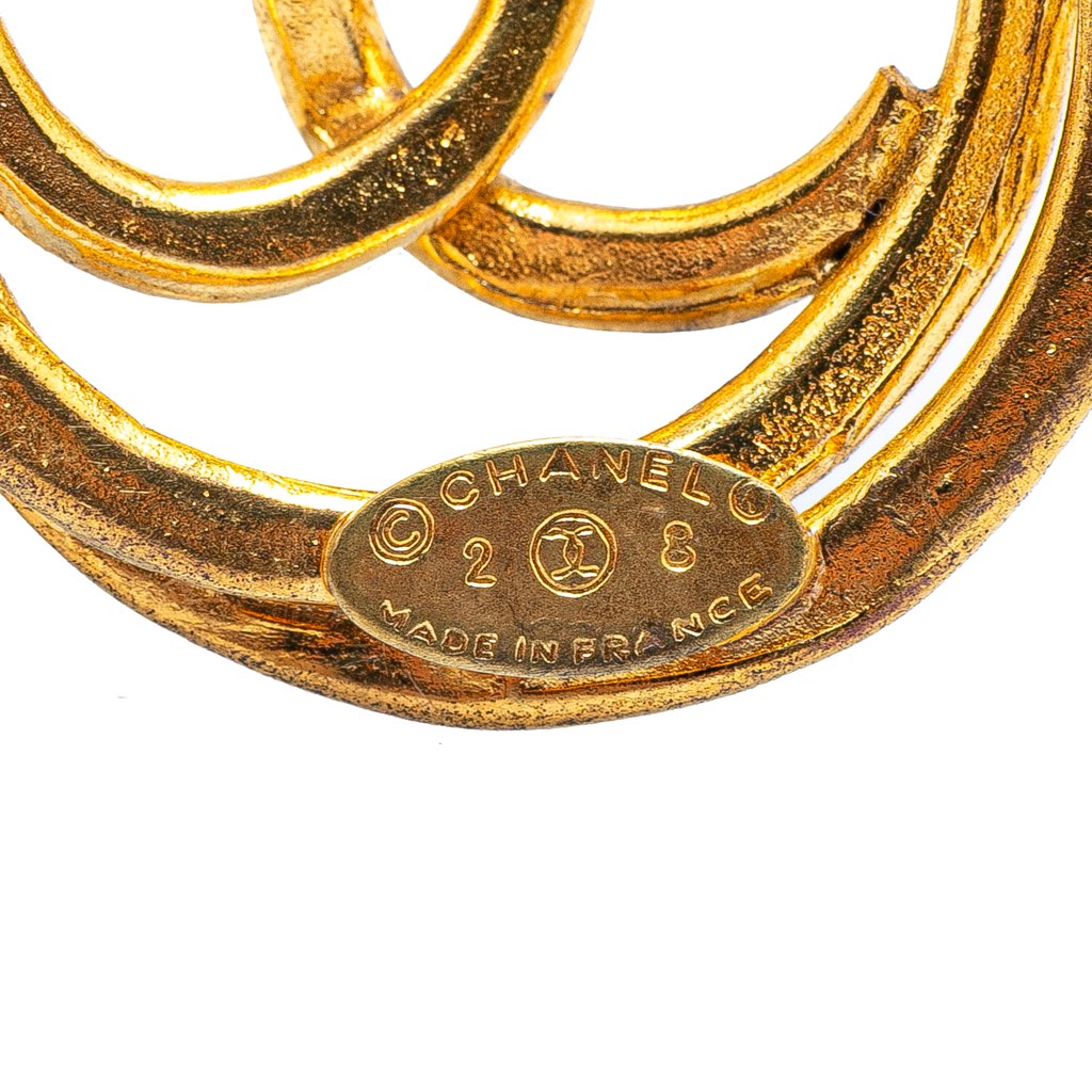 Chanel Gold Plated CC Round Brooch - 3