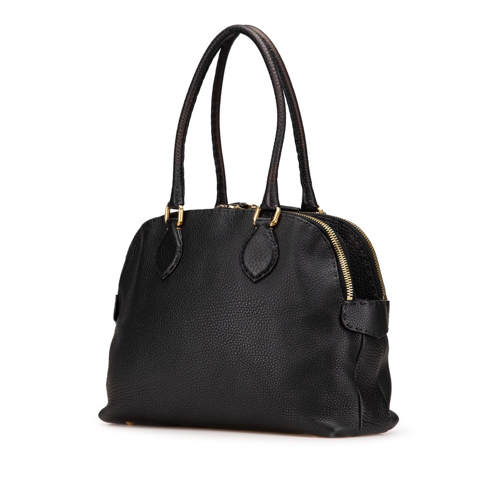 Fendi Pebbled Leather Selleria Dome Shoulder Bag - 2