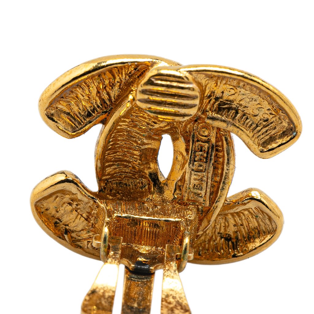 Chanel Gold Plated CC Quilted Matelasse Clip On Earrings - 3