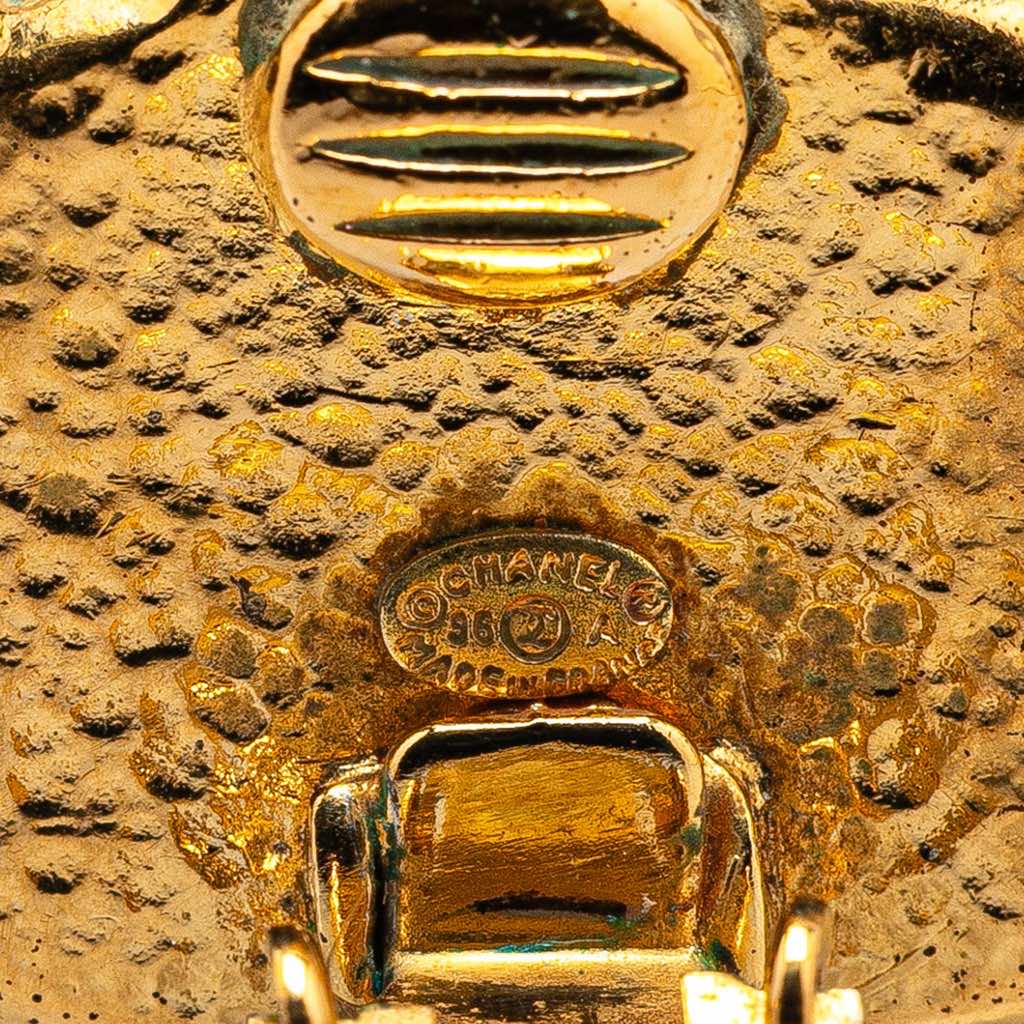 Chanel Gold Plated CC Flower Clip On Earrings - 3