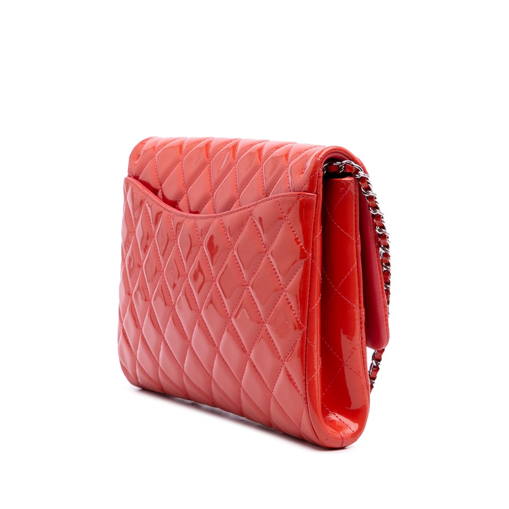 Chanel CC Quilted Patent Clutch with Chain - 2