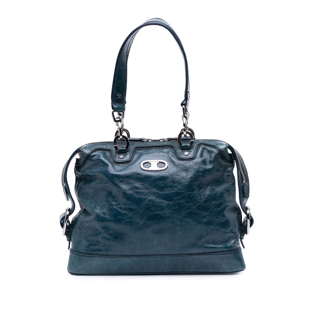 Celine Crinkled Patent Macadam Shoulder Bag