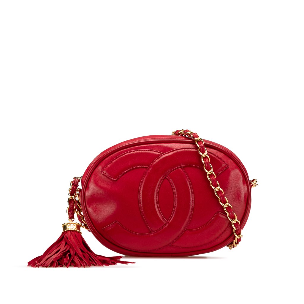 Chanel CC Lambskin Tassel Oval Camera Bag