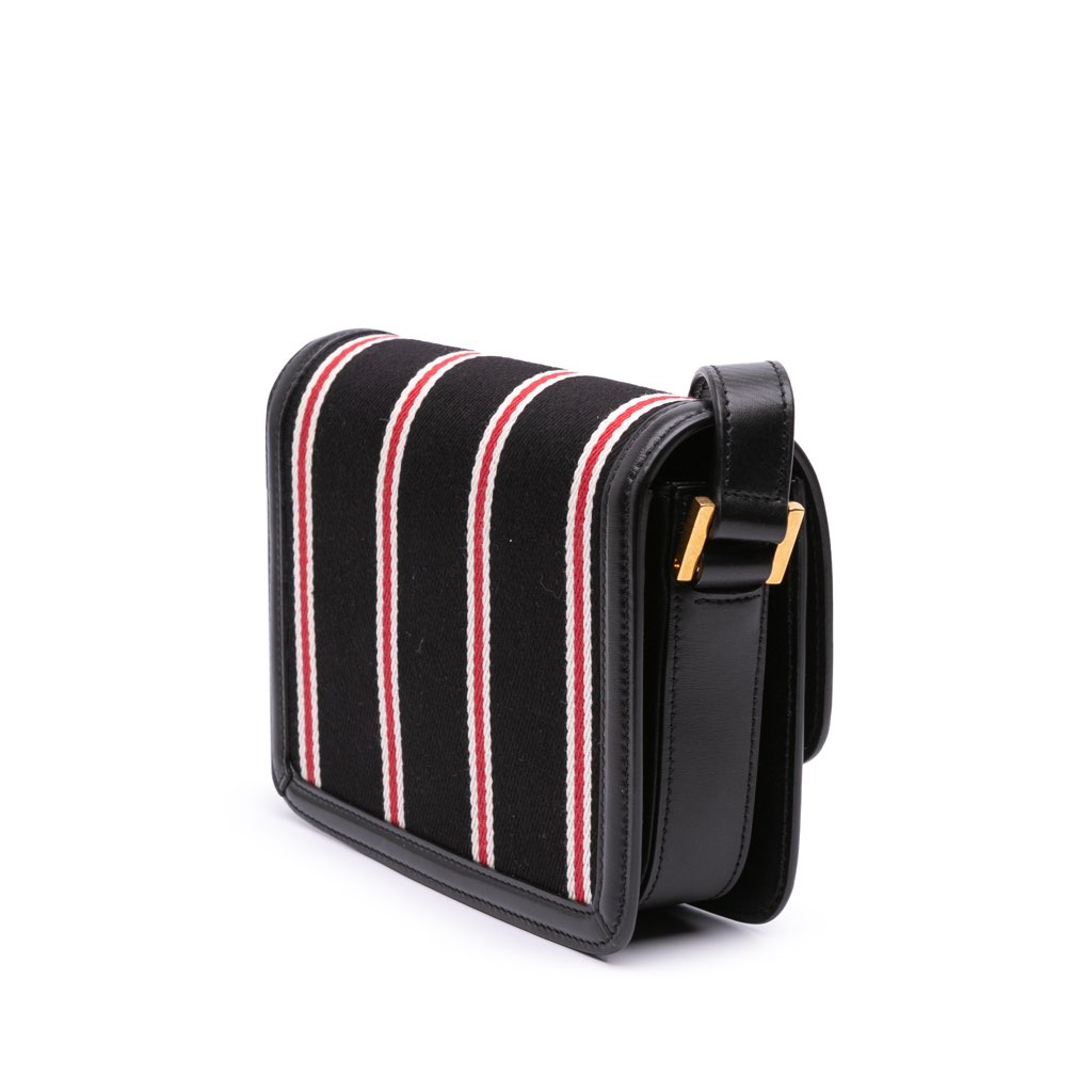 Saint Laurent Small Canvas Striped Solferino Satchel In Box - Back view