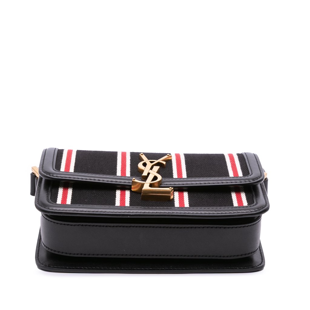 Saint Laurent Small Canvas Striped Solferino Satchel In Box - Image 6