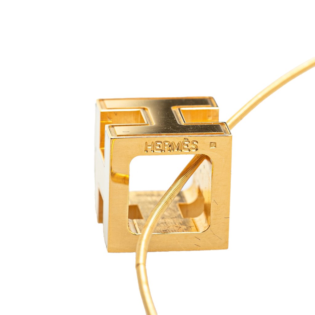 Hermès Gold Plated Cage dH Cube Necklace - 2