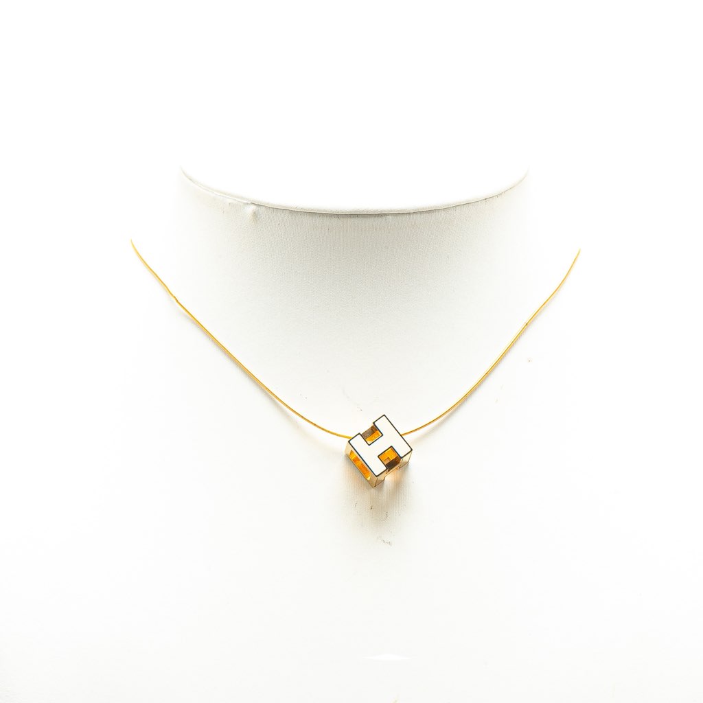 Hermès Gold Plated Cage dH Cube Necklace - 5
